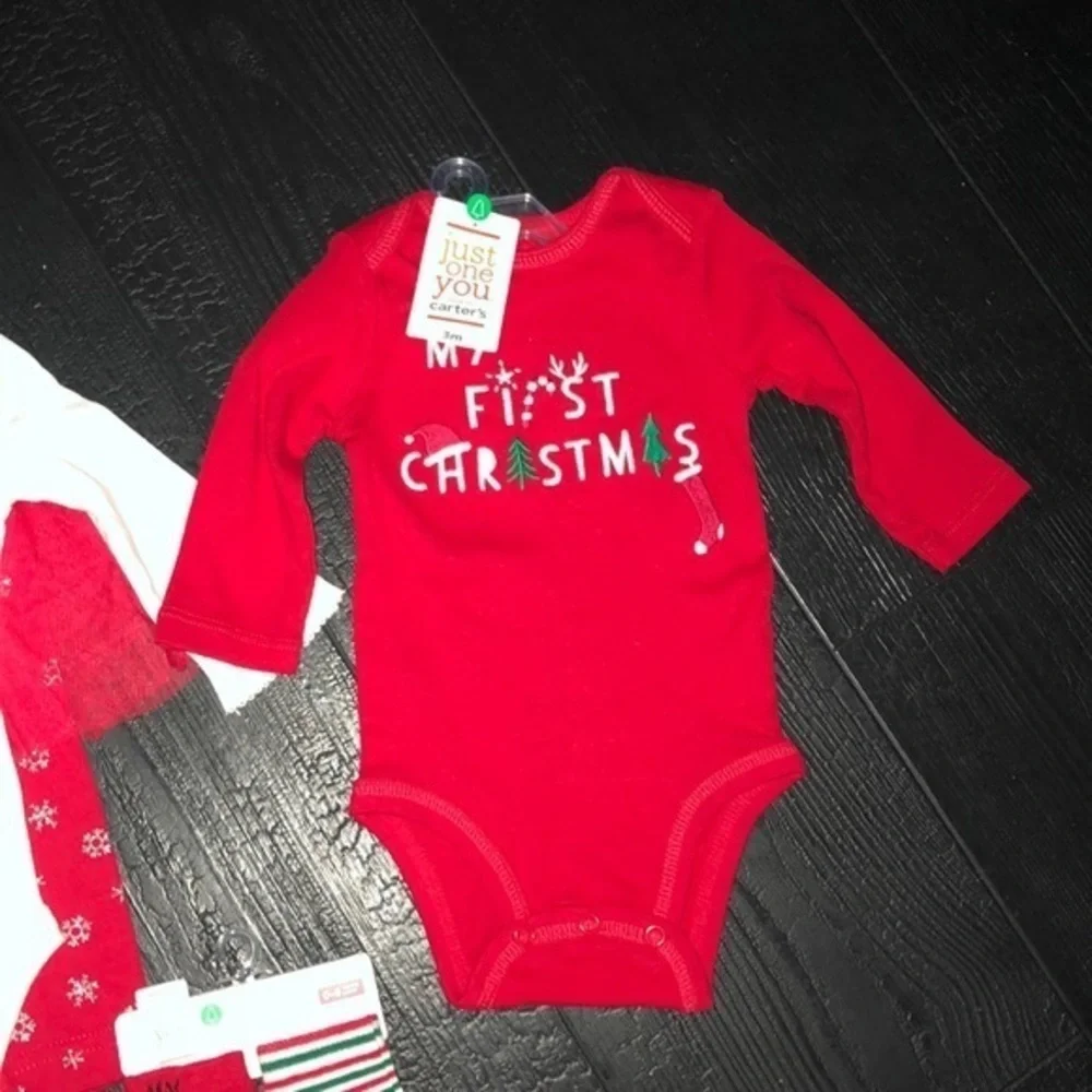 Carter’s Babies First‎ Christmas bodysuit Set Lot 3 Months